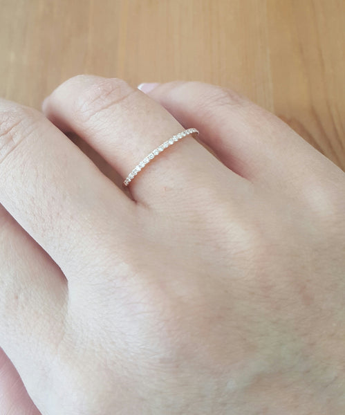 0.14tcw Diamond and 18ct Rose Gold Petite 1mm Half Eternity Band Ring US 5.5