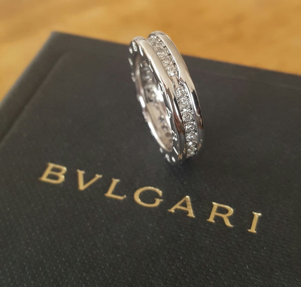 Bvlgari Bulgari Full Diamond and 18ct Gold Bzero1 Ring RRP $7300 AN850656 US 5.5