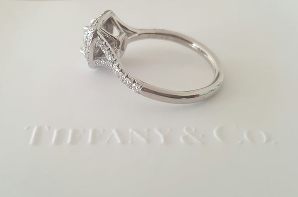 Tiffany & Co. 0.92tcw E/VS2 Soleste Diamond Double Halo Engagement Ring Platinum