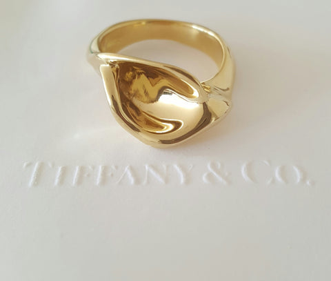 Tiffany & Co. Vintage 1980's Calla Lily Elsa Peretti 18ct Yellow Gold Ring 8.54g