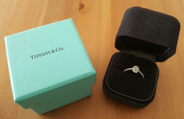 Tiffany & Co. 0.57tcw E/VVS2 Oval Diamond Soleste Halo Engagement Ring