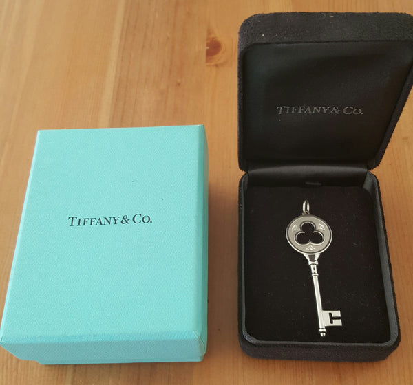 Tiffany & Co. 18ct White Gold and Diamond Large 2 inch Clover Key Pendant