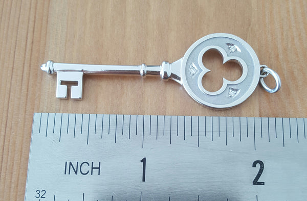 Tiffany & Co. 18ct White Gold and Diamond Large 2 inch Clover Key Pendant