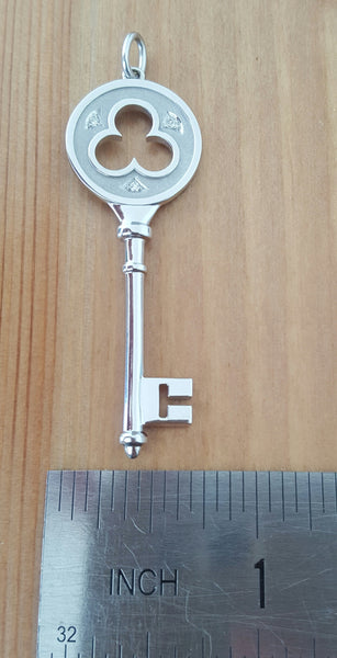 Tiffany & Co. 18ct White Gold and Diamond Large 2 inch Clover Key Pendant