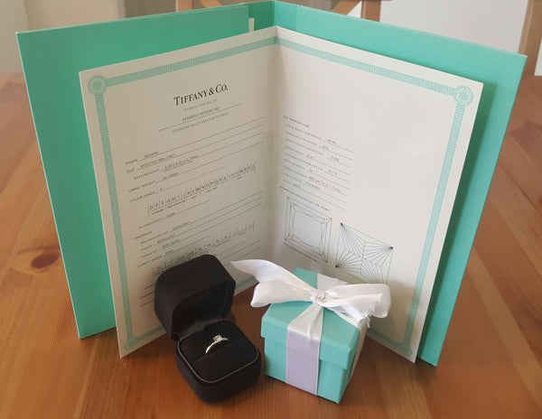 Tiffany & Co. 0.38 E/VVS2 Princess Cut Bezel Set Platinum Engagement Ring
