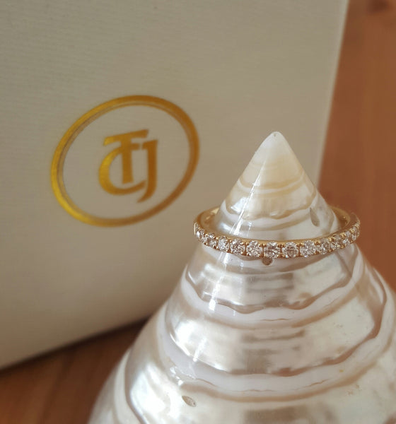 0.35tcw Diamond and 18ct Yellow Gold 2mm Half Eternity Band Ring US 5.5 by CTJ