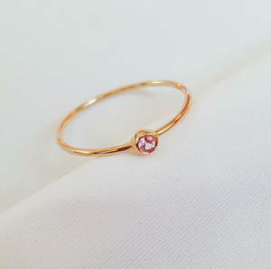Tiny Sapphire (Pink/Lilac) Bezel Set 18ct Rose Gold 'CTJ' Promise Dress Ring Size 5.5