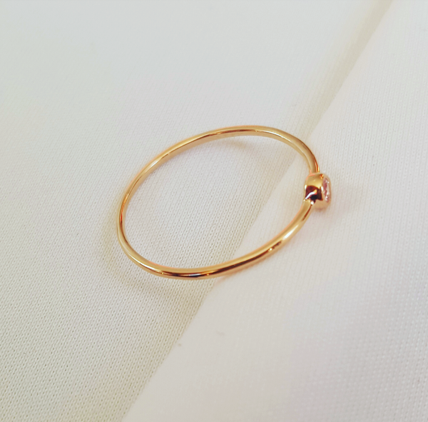 Tiny Sapphire (Pink/Lilac) Bezel Set 18ct Rose Gold 'CTJ' Promise Dress Ring Size 5.5