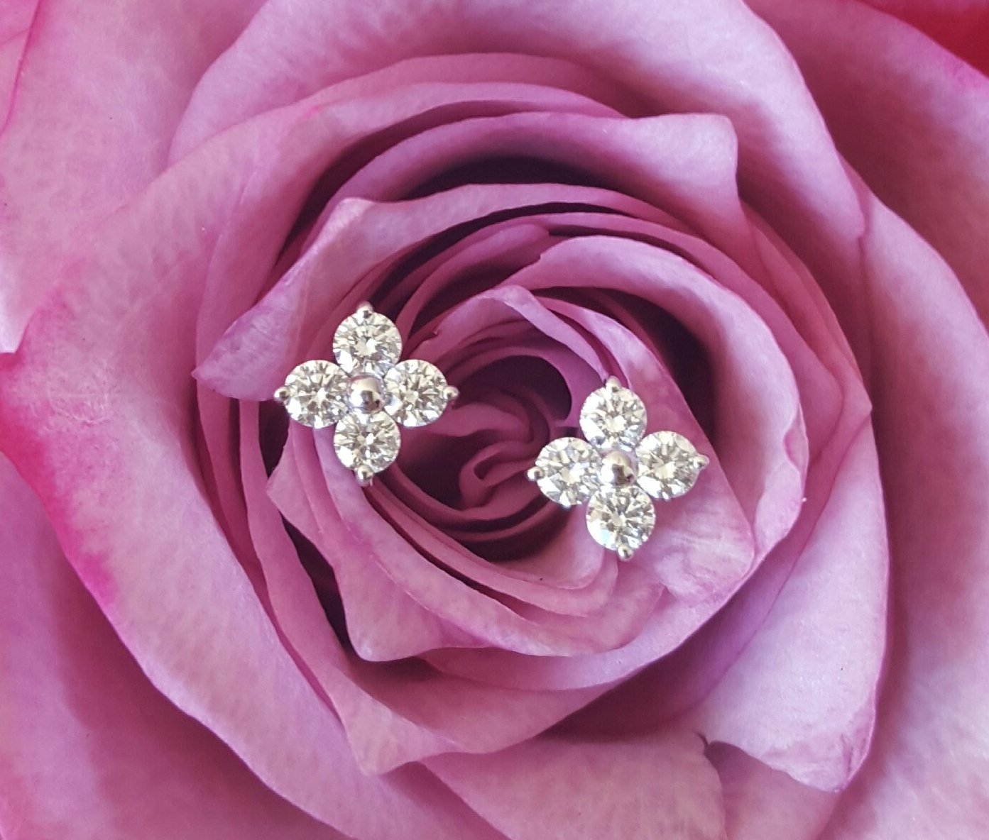 0.24tcw G/SI1 Diamond Stud 'Florette' Earrings in 18k 18ct White Gold by CTJ