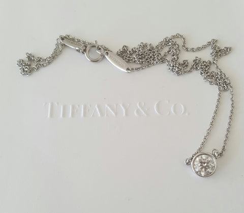 Tiffany & Co. 0.37ct I/VS1 Diamonds by the Yard Platinum Pendant 16 inch Chain
