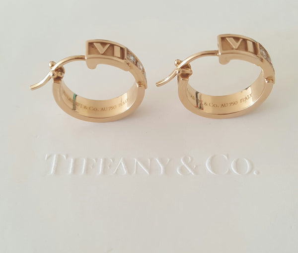 Tiffany & Co. 18ct Rose Gold and Diamond Atlas Earrings RRP $4200