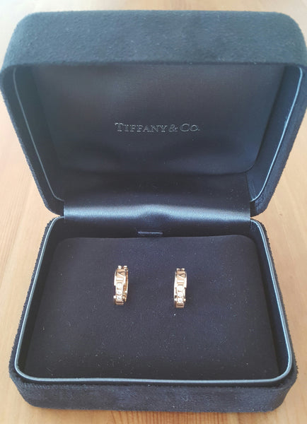 Tiffany & Co. 18ct Rose Gold and Diamond Atlas Earrings RRP $4200