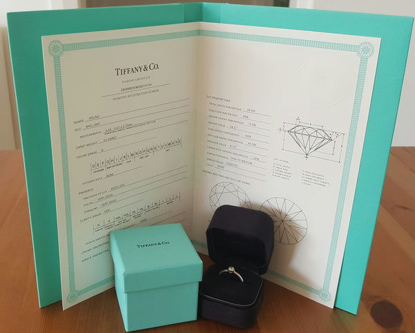 Tiffany & Co. 0.34ct G/VVS1 Bezel Set Diamond Bezet Engagement Ring Cert/Val/Pck