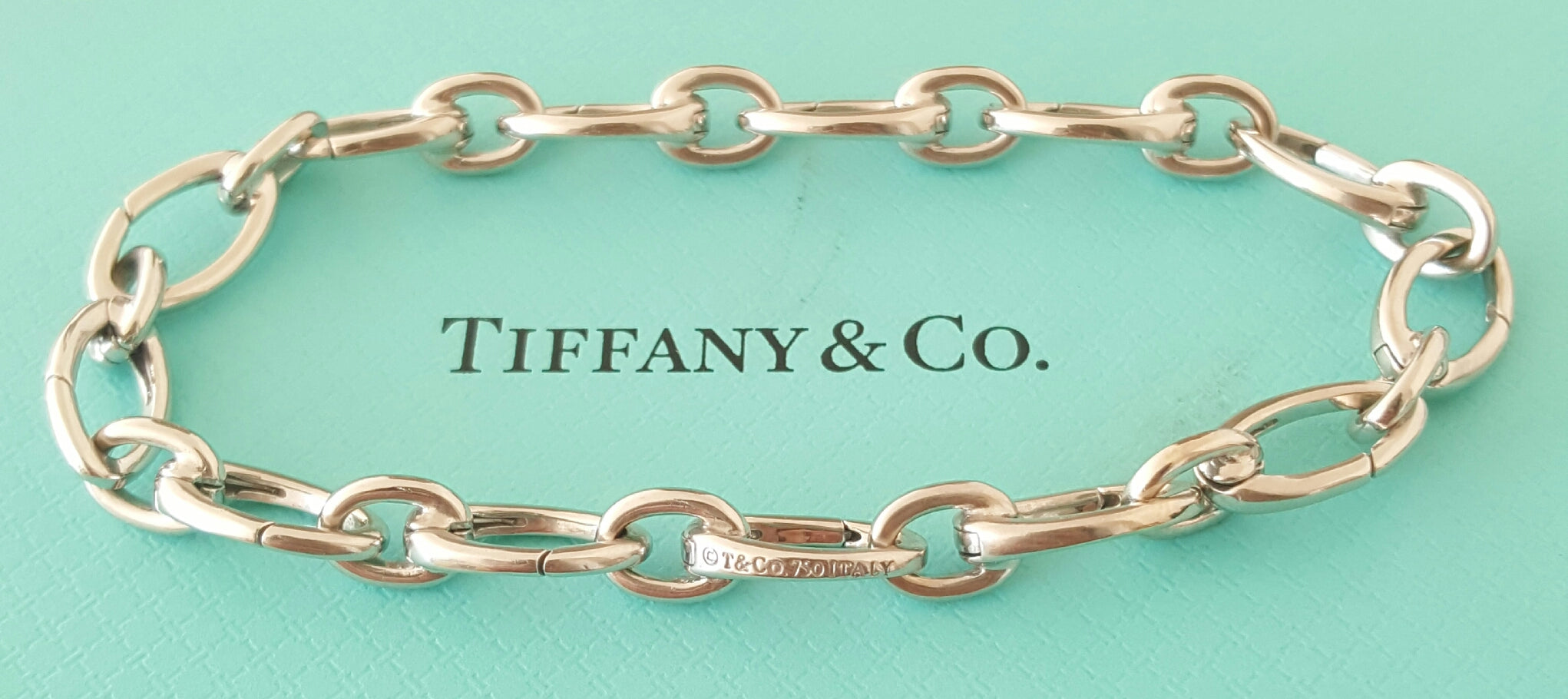 Tiffany  Co Hinged Bangle bracelet in 18k White Gold with 2 Diam