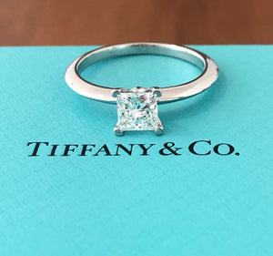 Tiffany & Co. 0.73ct G/VS2 Princess Cut Diamond Engagement Ring Platinum