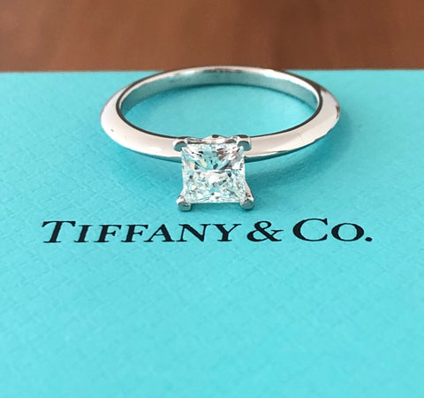 Tiffany & Co. 0.73ct G/VS2 Princess Cut Diamond Engagement Ring Platinum