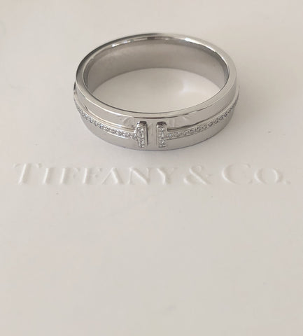 Tiffany T Two 0.13tcw Diamond Ring in 18ct White Gold Size 10