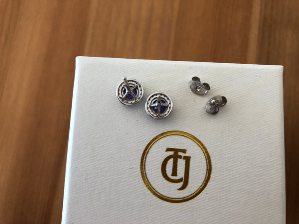 1.80tcw Tanzanite and 0.12tcw Diamond Earrings (Large) in 14ct White Gold CTJ