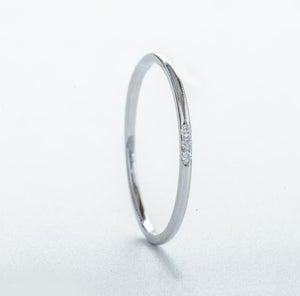 Solid 18ct White Gold and 3 Diamond Minimalist Wedding Anniversary Engagement Dress Band Ring Size 5.5 by CTJ