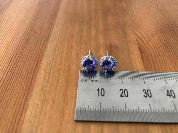 1.80tcw Tanzanite and 0.12tcw Diamond Earrings (Large) in 14ct White Gold CTJ