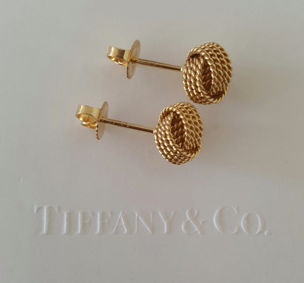Tiffany & Co. 18ct Yellow Gold Knot Earrings with Gift Receipt and Packaging