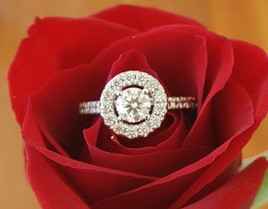 Hearts on Fire Limited Edition 0.95tcw Diamond Halo Engagement Ring 18ct Gold