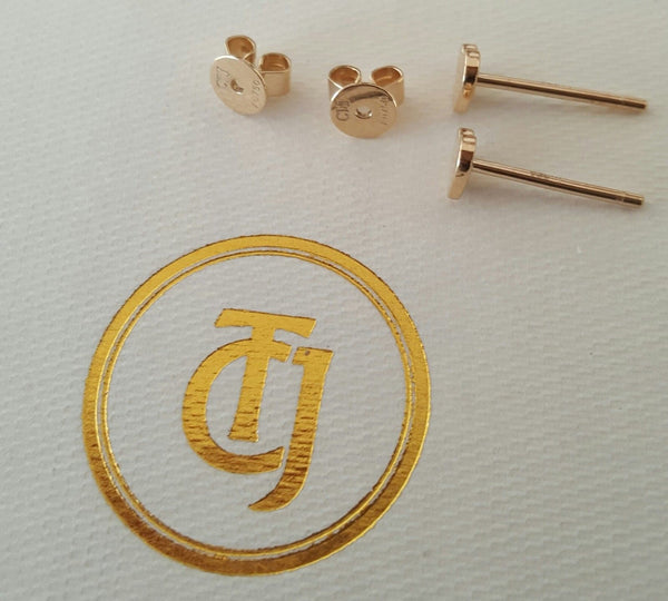 18ct 18k Solid Yellow Gold Heart 'Forever' Stud Earrings - Original Design CTJ
