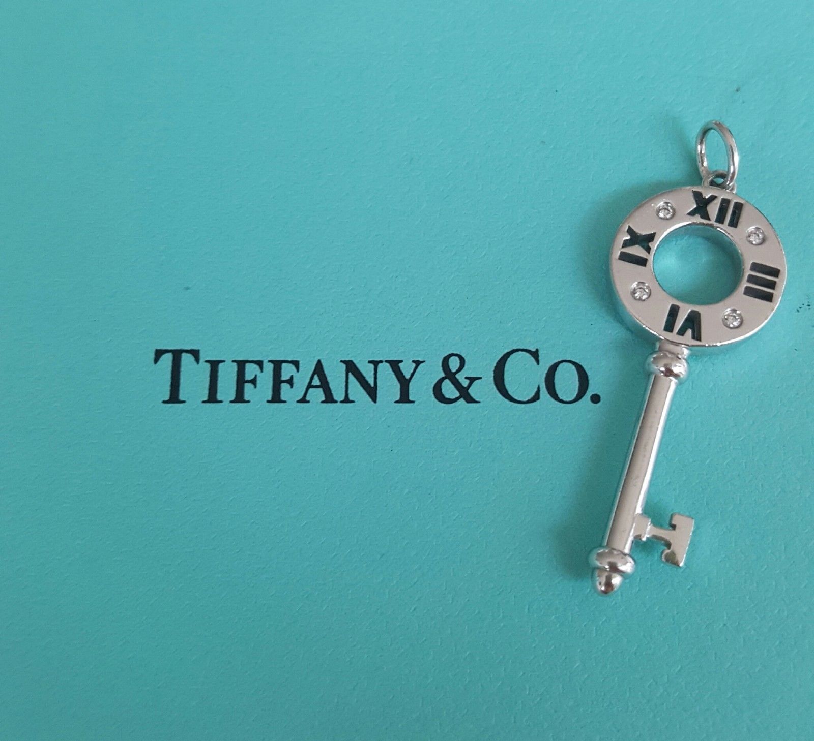 Tiffany & Co. 18ct White Gold and Diamond Atlas Pierced Key Pendant