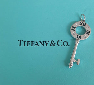 Tiffany & Co. 18ct White Gold and Diamond Atlas Pierced Key Pendant