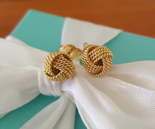 Tiffany & Co. 18ct Yellow Gold Knot Earrings with Gift Receipt and Packaging
