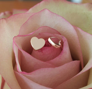 18ct 18k Solid Rose Gold 'Forever' Heart Stud Earrings - Original Design by CTJ