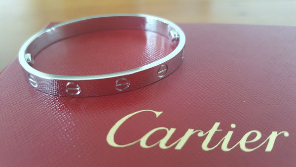 Cartier LOVE Bracelet Solid 18k White Gold Size REF 16B6035417 Box Cert Receipt
