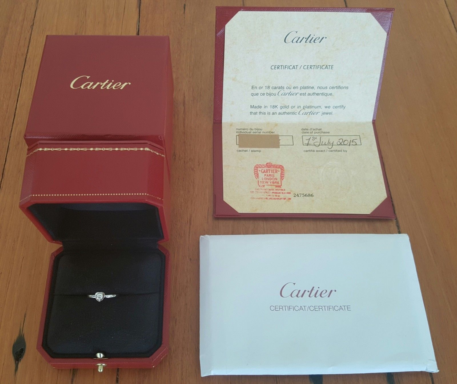 Cartier Diamants Legers Heart Diamond/Engagement/Dress Ring 18k White Gold