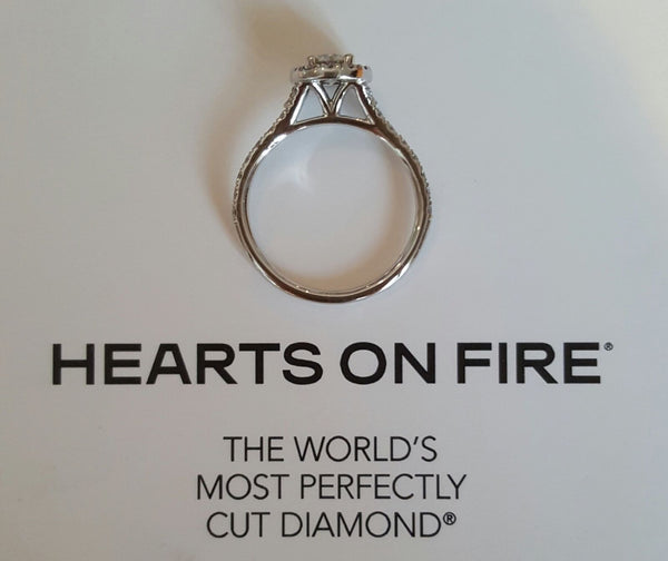 Hearts on Fire 0.96tcw Transcend Round Diamond Halo Engagement Ring RRP $11085