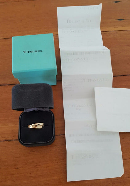 Tiffany & Co. 18ct Yellow Gold 1837 Interlocking Ring Size 5.75 with Receipt