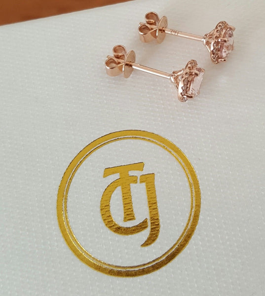 0.80tcw Morganite & 0.10tcw Diamond Stud Earrings in 18k Rose Gold by CTJ