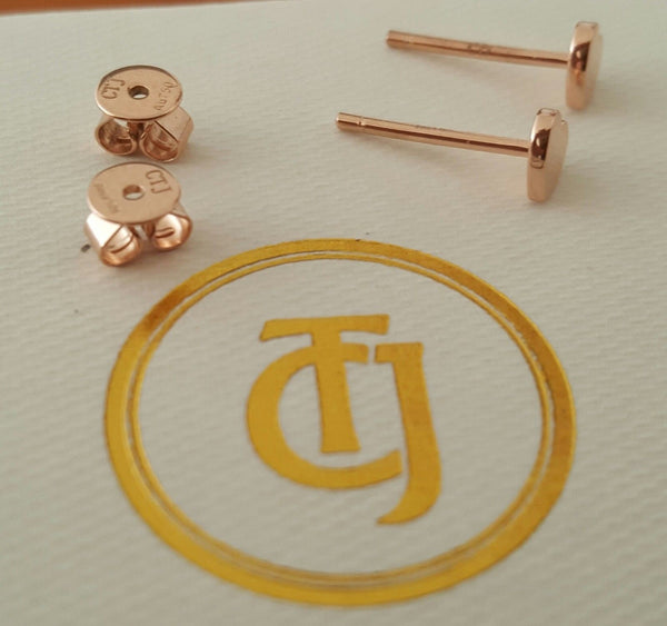 18ct 18k Solid Rose Gold 'Forever' Heart Stud Earrings - Original Design by CTJ