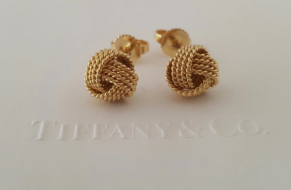 Tiffany & Co. 18ct Yellow Gold Knot Earrings with Gift Receipt and Packaging