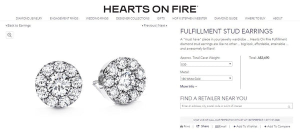 Hearts on Fire 0.50tcw Ideal Cut Diamond Fulfilment Earrings in 18ct White Gold