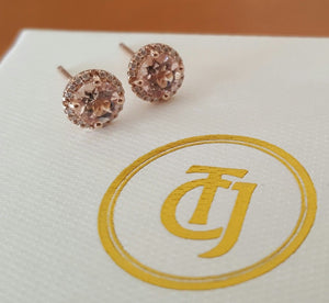 0.80tcw Morganite & 0.10tcw Diamond Stud Earrings in 18k Rose Gold by CTJ
