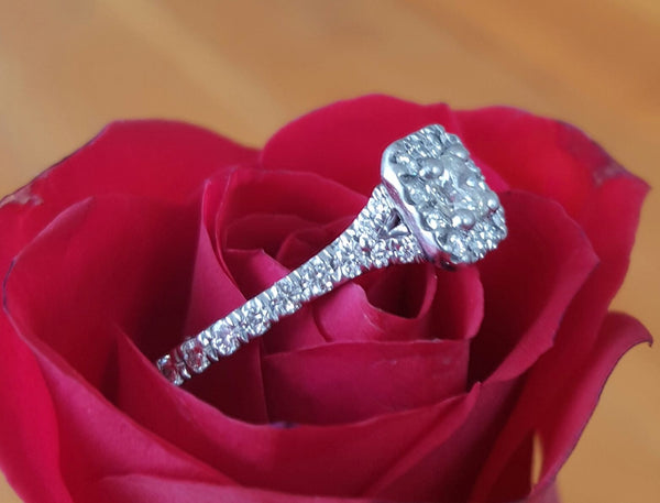 Vintage, Pre Loved, Second Hand Hearts on Fire Diamond Engagement Ring, Platinum.