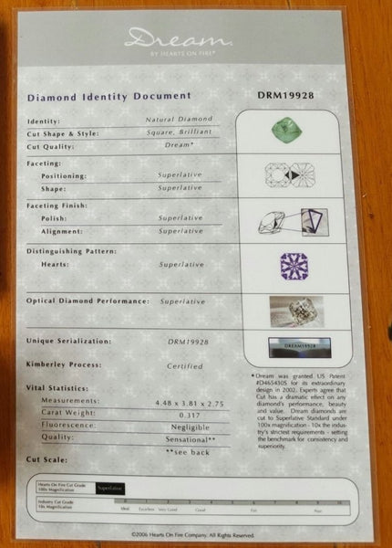 Vintage, Pre Loved Hearts on Fire Diamond and Platinum Engagement Ring. Certificate of Authenticity.