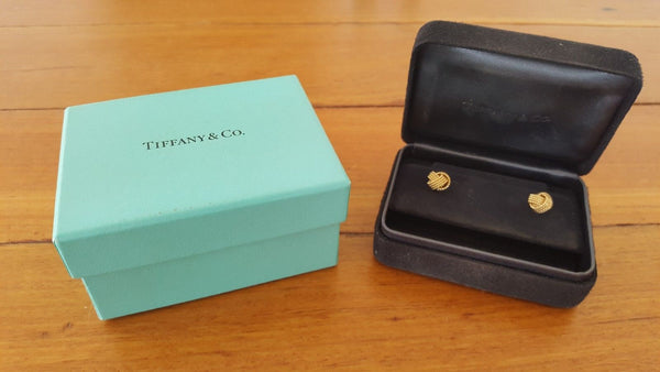 Tiffany & Co. 18ct Yellow Gold Knot Earrings with Gift Receipt and Packaging