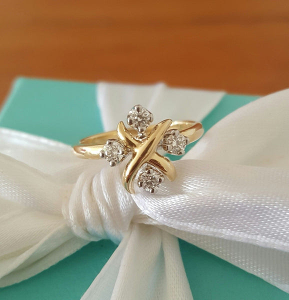 Tiffany & Co. Schlumberger 0.20tcw Diamond Platinum 18ct Yellow Gold Ring