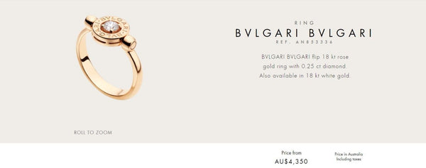 Bulgari Bvlgari 0.25ct Diamond 18ct Rose Gold Ring REF: AN853336 $4350 US