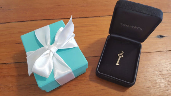 Vintage Tiffany and Co Diamond Necklace. In pre-loved or second hand Tiffany & Co. necklace box. 