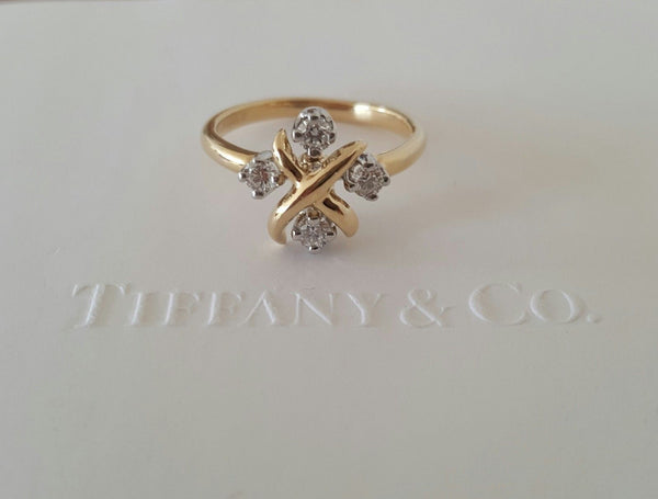 Tiffany & Co. Schlumberger 0.20tcw Diamond Platinum 18ct Yellow Gold Ring