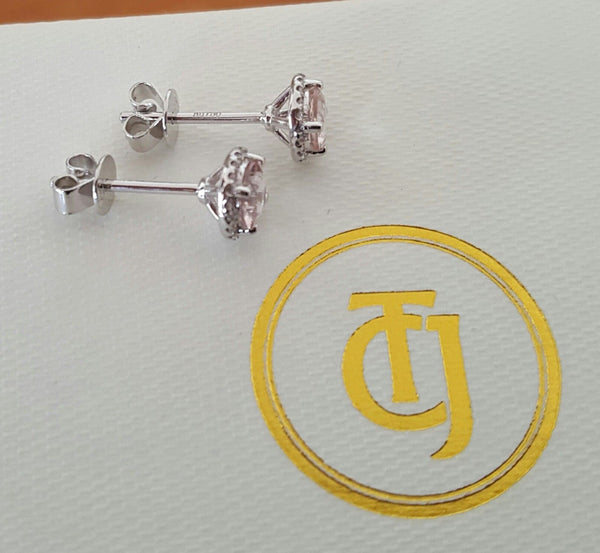 0.80tcw Morganite & 0.10tcw Diamond Stud Earrings in 18k White Gold by CTJ