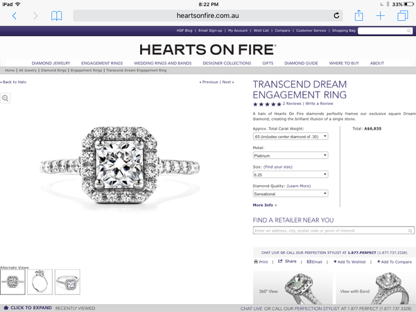 Save money on Vintage, Pre Loved and Second Hand Hearts on Fire Diamond Engagement Ring.