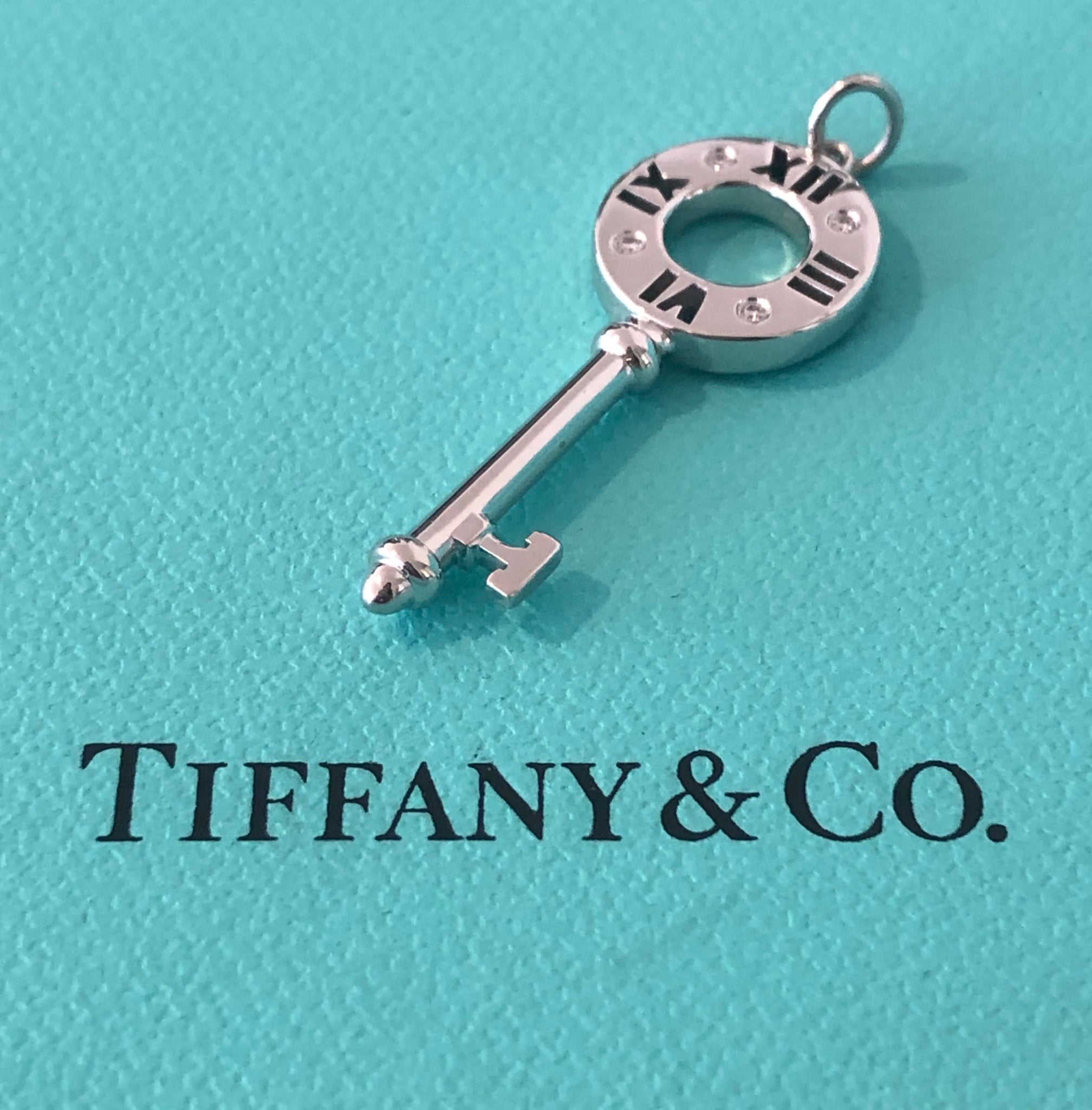Tiffany & Co. Solid 18ct White Gold and Diamond Atlas Pendant Necklace RRP $1900